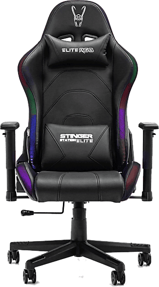 Silla gaming - Woxter Stinger Station Elite, Reposabrazos 2D, RGB LED, Hasta 150 kg, Negro