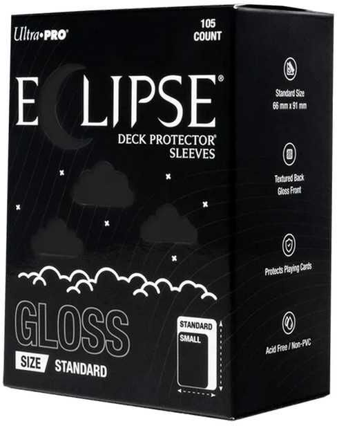 Ultra PRO Eclipse Gloss Standard Deck Protector Sleeves for Trading Cards - Jet Black (105ct)