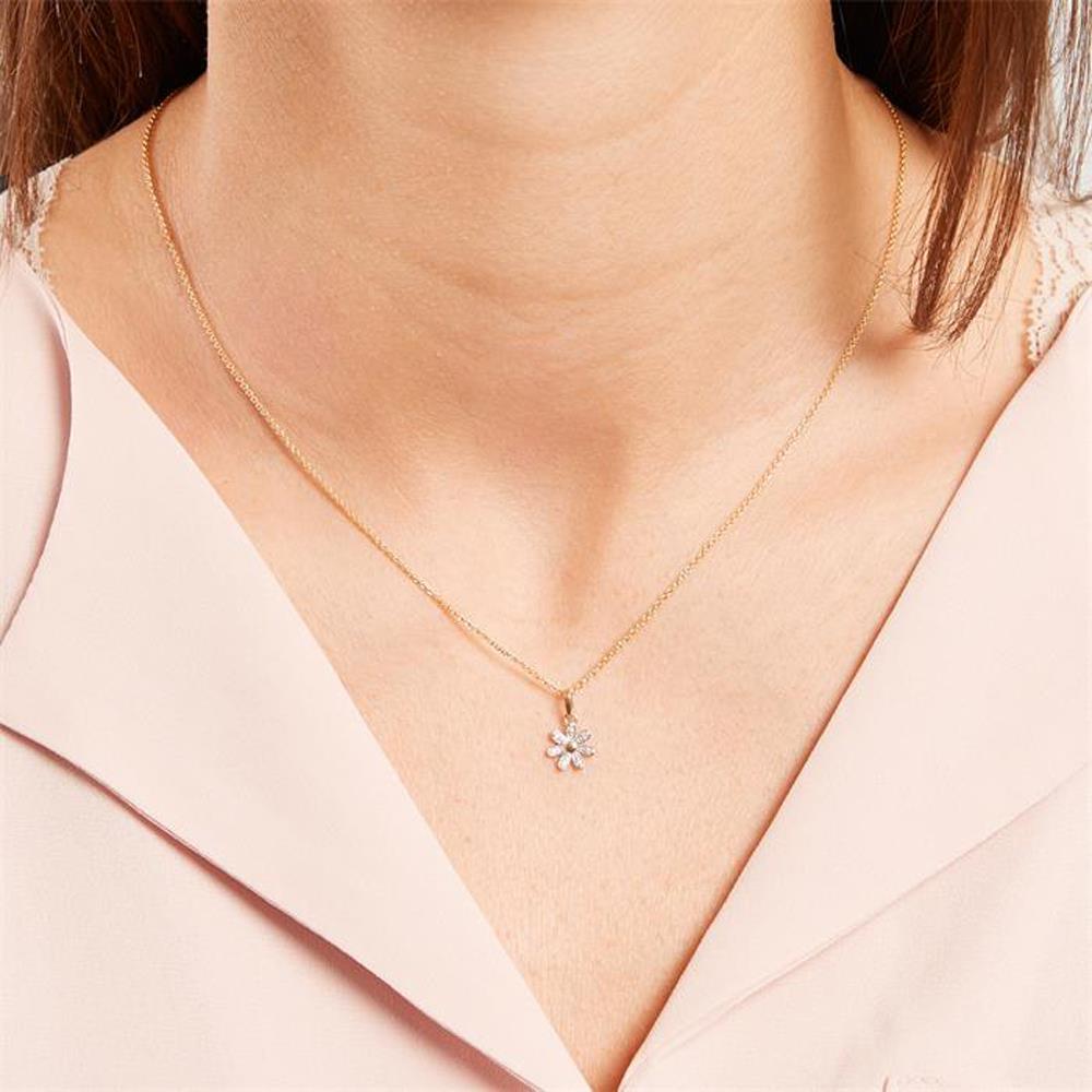 Unique Blumen Anhänger aus 14K Gold mit Brillanten silber-gold