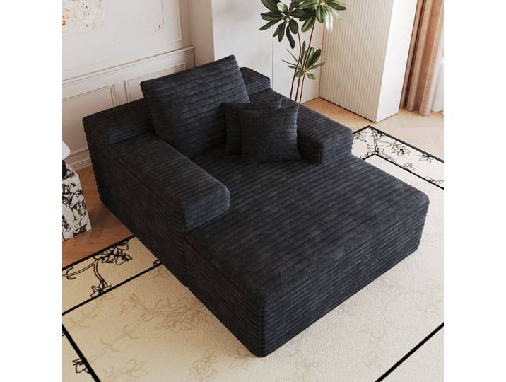 Canapé - CIPACHO - Modulable - Velours côtelé - Assise profonde - Méridienne