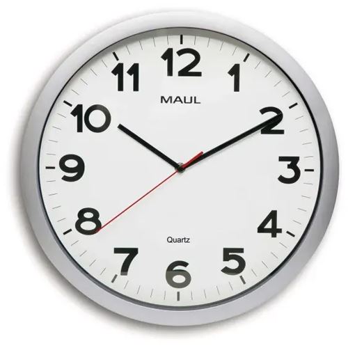 Maul Wanduhr MAULstep, 40 cm, Quarzuhr, inkl. Batt.,silber