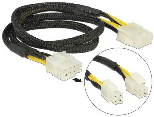Delock Strom Anschlusskabel 44cm Schwarz, Gelb
