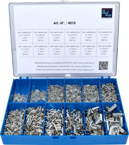 Vogt Verbindungstechnik 4010 Aderendhülsen-Sortiment Unisoliert Silber 3405St.