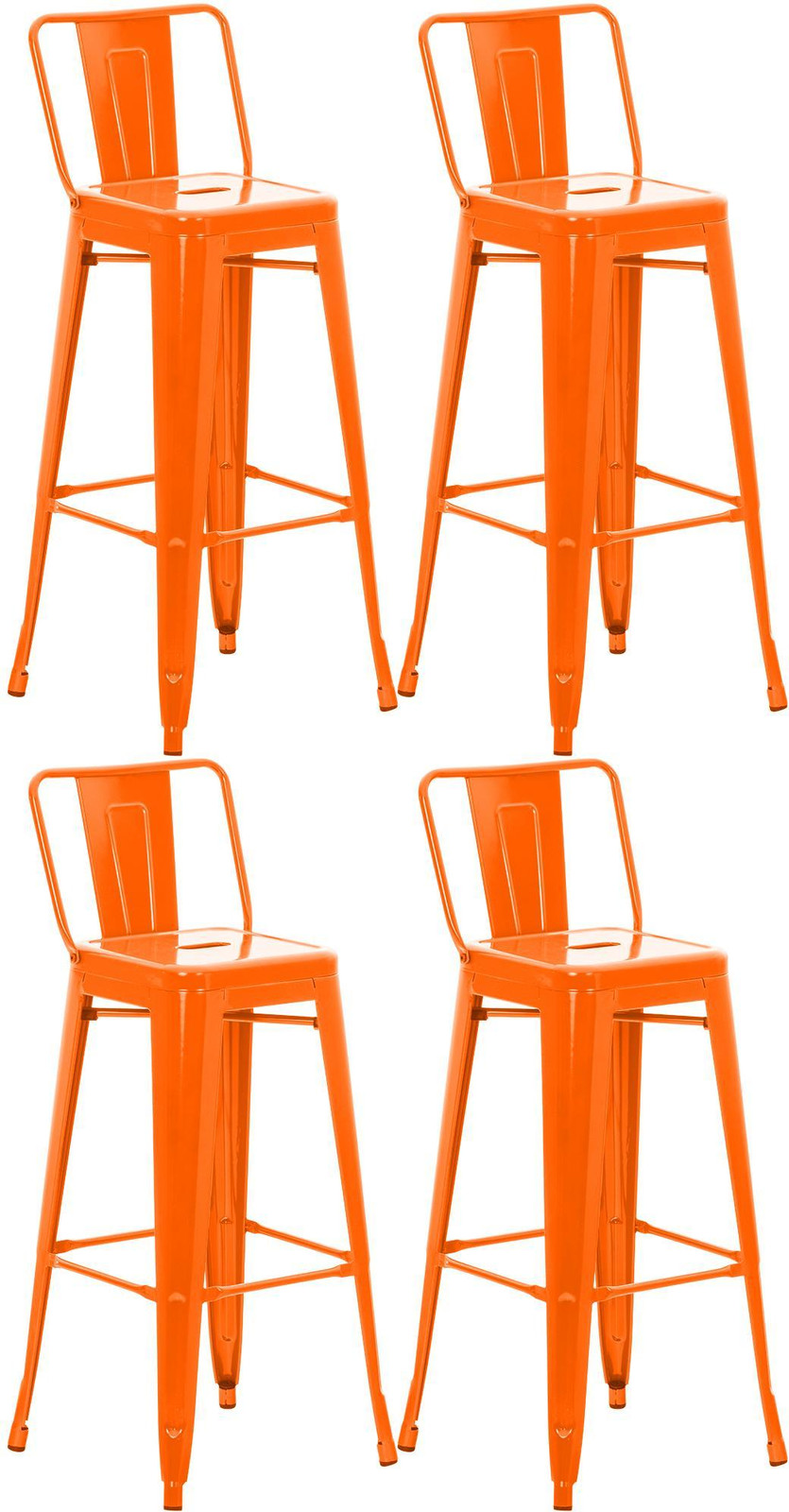 CLP Barkruk set van 4 Mason industriële stijl met rugleuning, oranje