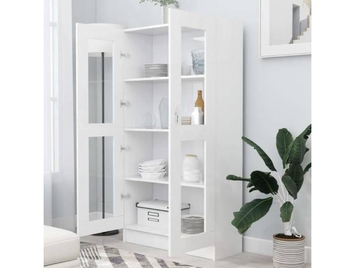 Lisa-Boutique Armoire à vitrine Blanc 82 5x30 5x150 cm Aggloméré 84399