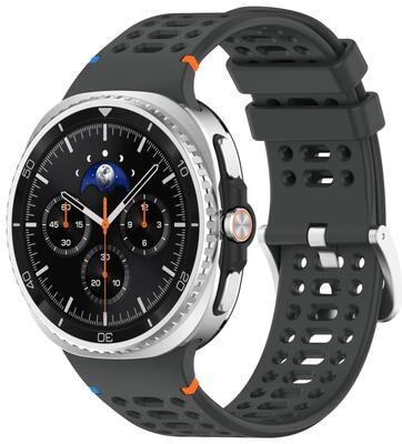 Everyday Crate Samsung Galaxy Watch8 Classic Silicone Watch Band With Silver Buckle Breathable Sport Replacement Strap official Space Grey