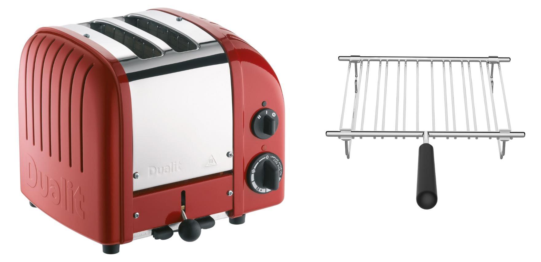 Dualit Toaster Paket 1, 2er Toaster mit Brötchenaufsatz Rot