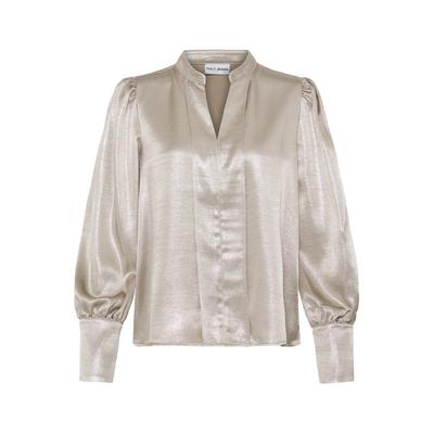 Langarmbluse PULZ JEANS "Pulz Jeans Bluse langarm PZFESTINA", Damen, Gr. L, beige (macadamia), Blusen