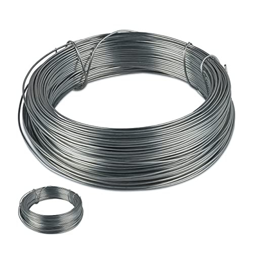 Relaxdays Binddraad set van 2, 1 mm Ø, 50 m lang, verzinkt staal, zilver