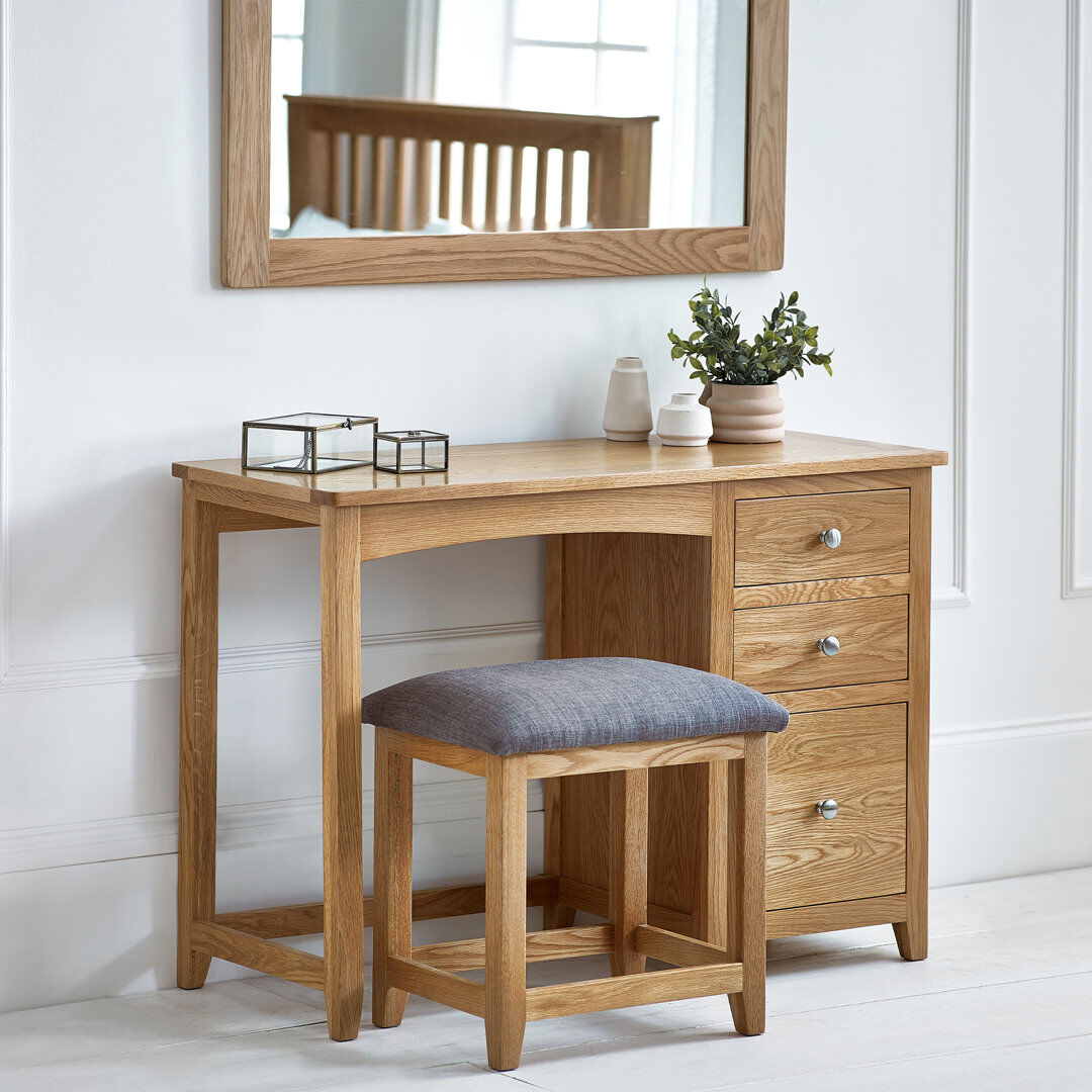 Rosalind Wheeler Henryson Dressing Table Grey;Oak 75cm H X 107cm W X 44cm D