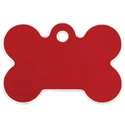 Adressanhänger mit Gravur - Knochen groß - rot mit Silberrand