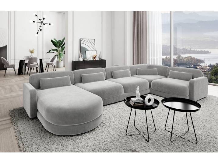 Wohnlandschaft Valencia U-Form aus Stoff