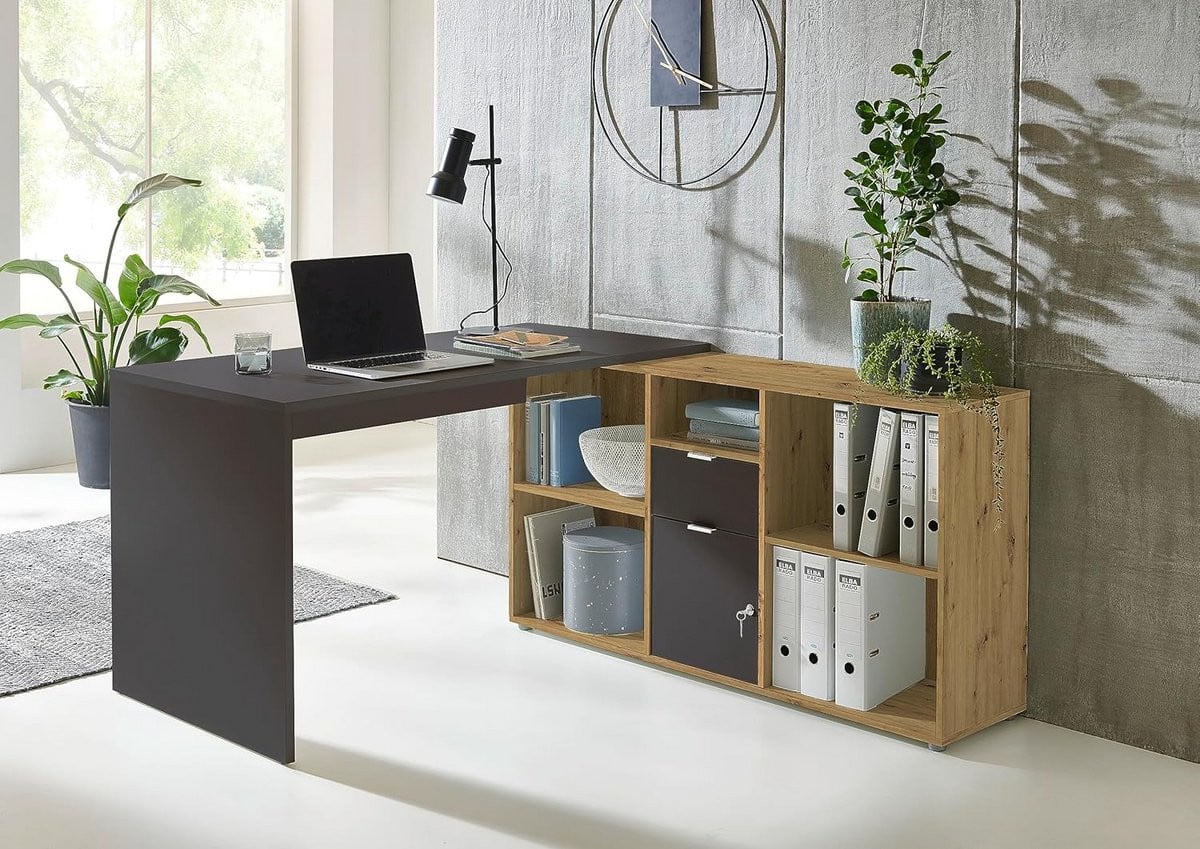 Functioneel Hoekbureau met Afsluitbare Deur voor Thuiskantoor