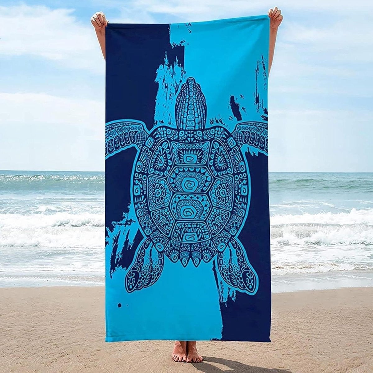 Blauw Strandlaken van Microvezel voor Volwassenen - 80 x 160 cm