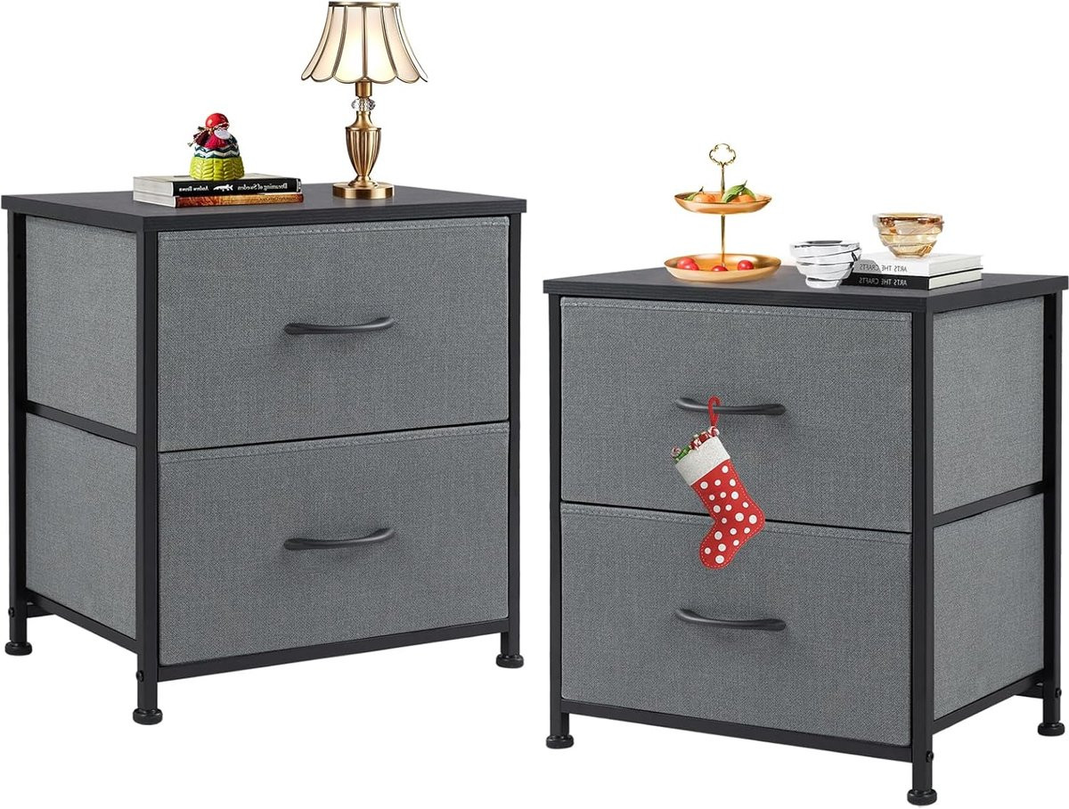 Set van 2 industriële nachttafels - Grijs