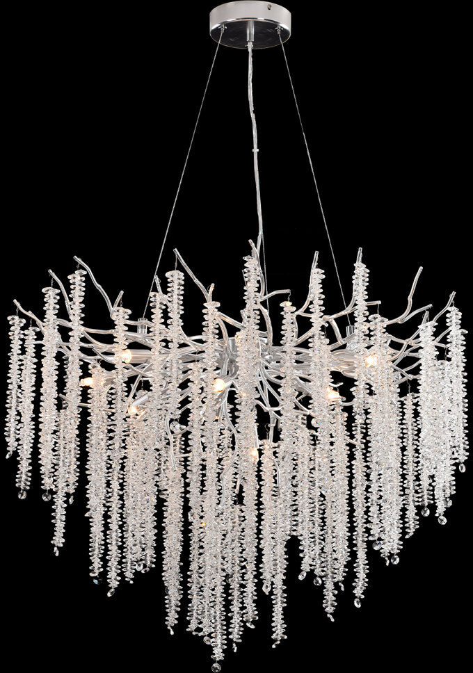 Mercer41 Eckhardt Modern Chandelier Crystal Light, Luxury Crystal Pendant Light, Dimmable Round Crystal Pendant（silver 80cm） Silver 50cm H x 80cm W x 80cm D