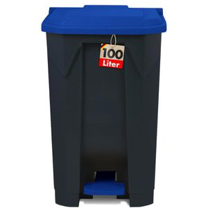 Floordirekt Mülltonne Olaf, 100 Liter, grau/blau, aus Kunststoff