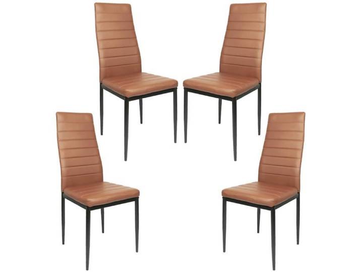 Chaises de salle à manger ALICIA-CHAISE - Horizontal Line - 4pcs - Marron