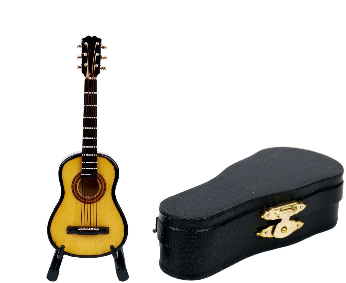 MusicGifts Miniatuurinstrument gitaar met koffer voor volwassenen