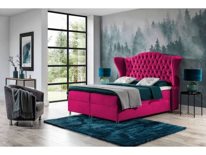 JVmoebel Boxspringbett Chesterfield Boxspringbett in Samt mit eleganter Velvet-Oberfläche, Made in Europa