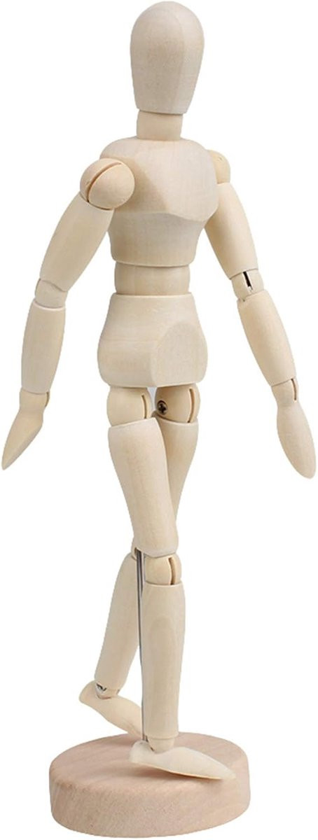 Houten Tekenpop Artist Model voor het leren schetsen, Bruin, 20 cm