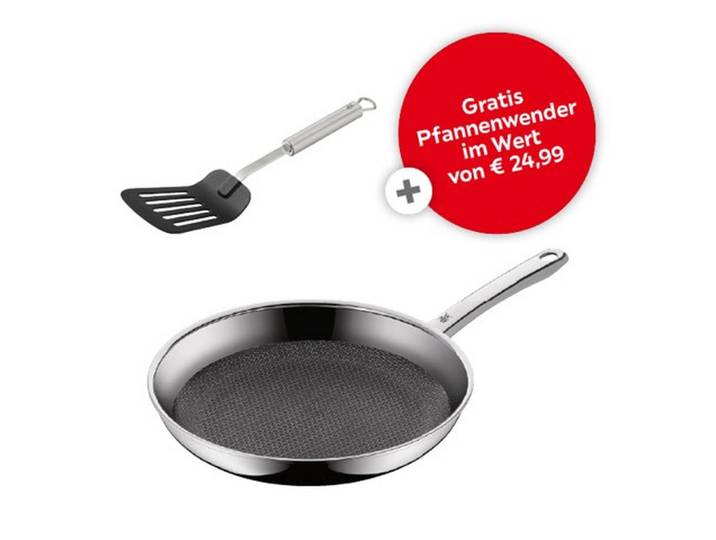WMF Pfanne MIT Wender Profi Resist, Edelstahlfarben, Schwarz, Metall, rund, backofengeeignet, kratzfest, rostfrei, ergonomischer Griff, TransTherm®-Allherdboden, Kochgeschirr, Pfannen, Bratpfannen