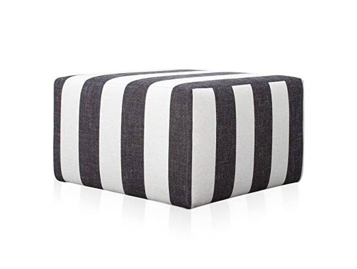 Deshome Pouf hocker Fußstütze 83x83x44 cm Wasserabweisender Stoff: Modernes Design Pouf für Sofa Wohnzimmer Schlafzimmer, Puff hocker, Pouffe Minerva Gestreift