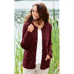 Alpaka-Jacke in Melange bordeaux in Größe 36/38 von DW-Shop, Bordeaux, 36/38