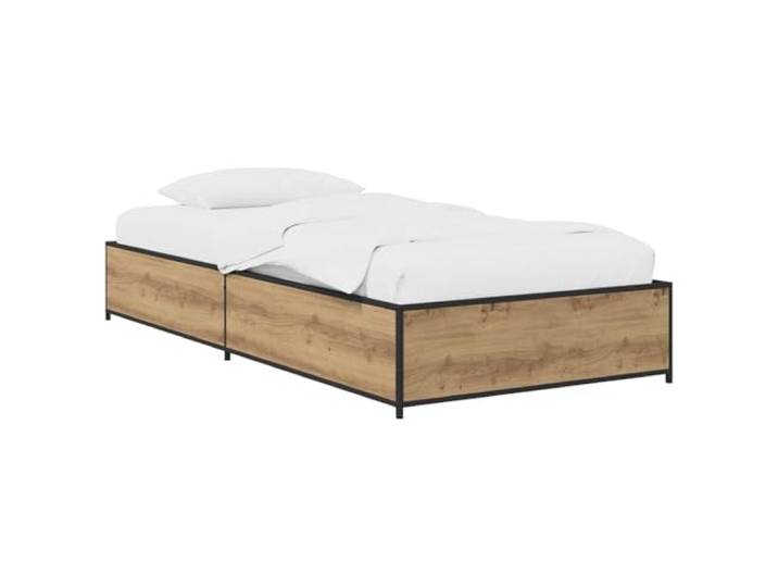 PUGYNBK Bettgestell Artisan Eiche 80 x 200 cm Aufwändiges Holz, schwarze Stahlbeine, fester Lattenrost, fester Stand