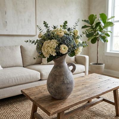 Sagebrook Home Terracotta Tilted Jug Flower Vase with Handle