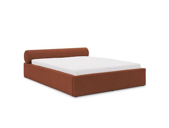 Billy - lit coffre - 140x190 cm - en tissu texturé - sommier inclus - Terracotta