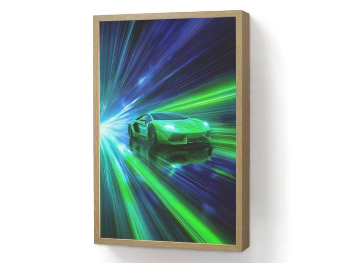 OnlyWow Wandleuchte MIT Akku Geschwindigkeit - Leicht - Sportwagen - Grün 40x60 cm, Rechteckig, LED integrated, 40x60x8 cm, Lampen & Leuchten, Innenbeleuchtung, Wandleuchten