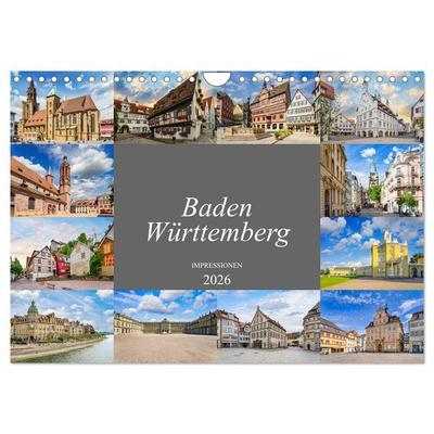 Baden-Württemberg Stadtansichten (Wandkalender 2026 DIN A4 quer), CALVENDO Monatskalender