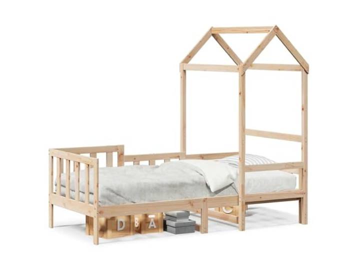 KKgypkn Kiefer Tagesbett mit Dach 80x200 cm Massivholz, vielseitig nutzbar als Bett oder Sofa mit Bettgittern und Lattenrost