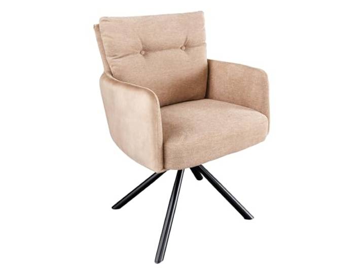 Stuhl BIG GEORGE - 90cm - champagner - Samt Metall-Beine drehbar Armlehne Federkern-Komfort, pflegeleicht, Esszimmerstuhl, Design, Retro, hoher Komfort, bequeme Polsterung, Eyecatcher