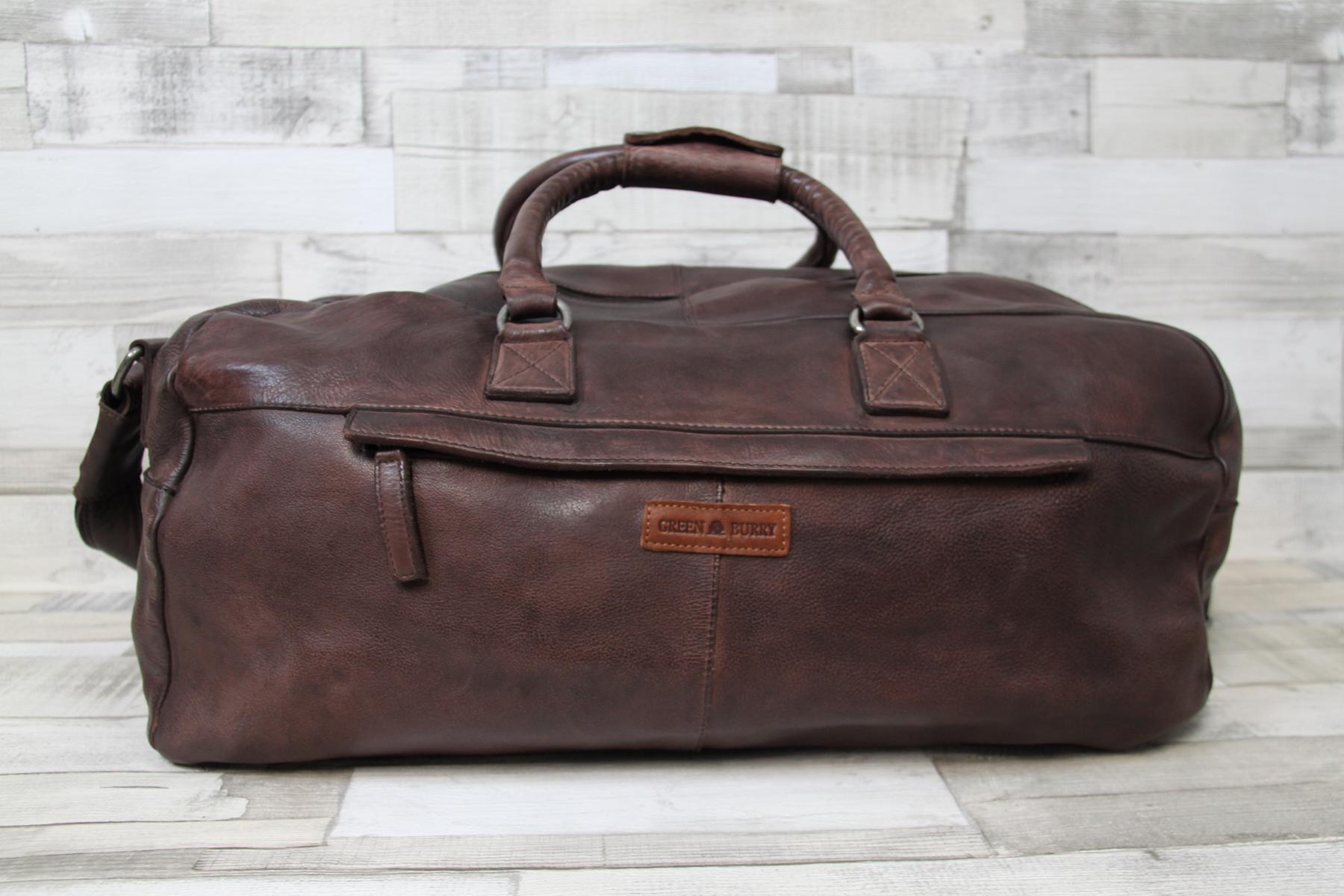 Handliche Reisetasche aus Leder dunkelbraun