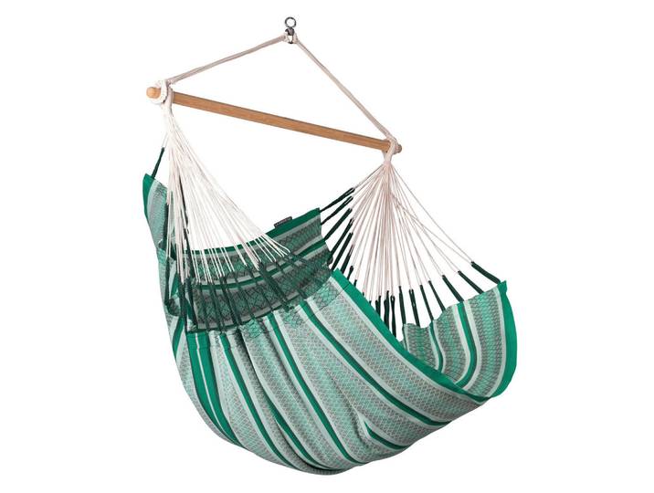 La Siesta Hängesessel Comfort Organic Cotton, Dunkelgrün, Pastellgrün, Waldgrün, Holz, Bambus, 110x160x180 cm, Gartenmöbel, Gartenschaukeln, Hängesessel