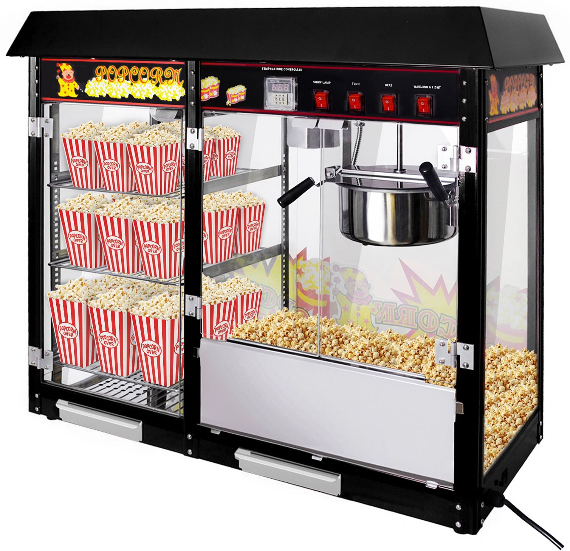 GGM Gastro Horeca Popcornmachine - 1,70kW - 5kg/h - met roermechanisme - zwart zwart