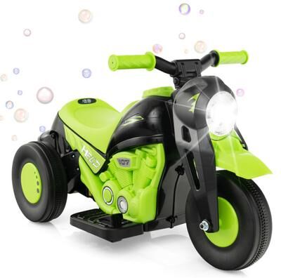 Costway 6V Kids Electric Ride on Motorcycle with Bubble Maker and Music-Green