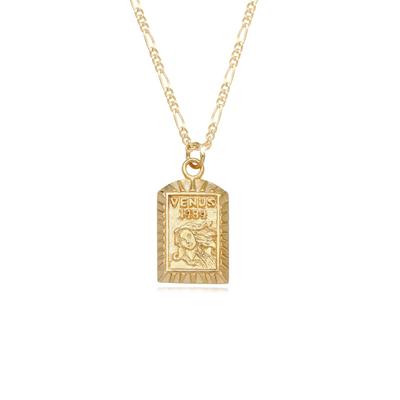 Kette mit Anhänger ELLI "Venus-Anhänger Vintage 925 Sterling Silber vergoldet" Gr. 45, gold, Halsketten, Damen, 45, ohne Stein, Silber 925 (Sterlingsilber), L: 45