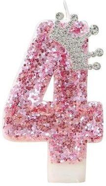 Uplift Essentials Princess Crown Pink Numeral Cake Candle 4