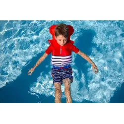 Floatee - Das Anti-Ertrinken T-Shirt für Kinder mit UV-Schutz, rot - Gr. 92 | Kurzarm T-Shirt Komplettset