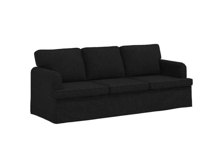 TEKGHUT Sofa Schwarz 201 x 80 x 85 cm Stoff Metallgestell, Stoffbezug, Kunststofffüße, Armlehnen aus Holzwerkstoff, modulare Komponenten, Wohnzimmer, Schlafzimmer