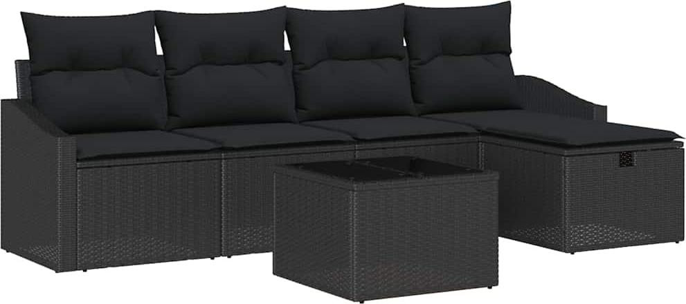 vidaXL Set van 6 tuinmeubels van polyrotan