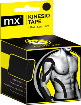 Mx Health Fita Cinesiologia Preta 5 cm x 5 1 un