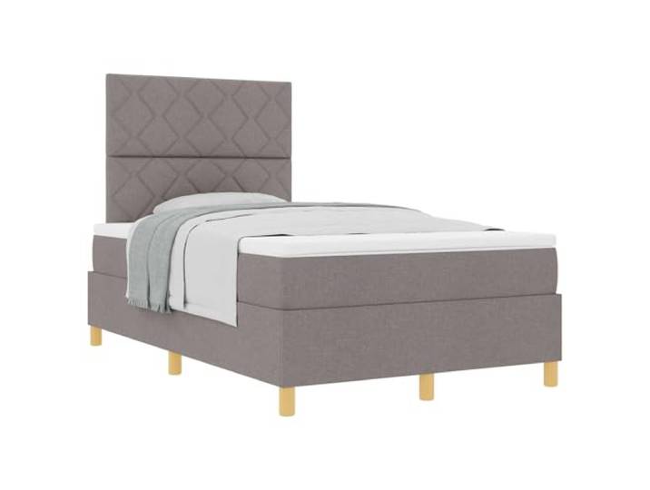 KTHLBRH Boxspringbett mit Kopfteil taupe 120 x 190 cm Stoff Kopfteil in zwei Höhen verstellbar, Taschenfedern, Lattenrahmen aus Holz, Beine aus Holz, atmungsaktiver Stoff