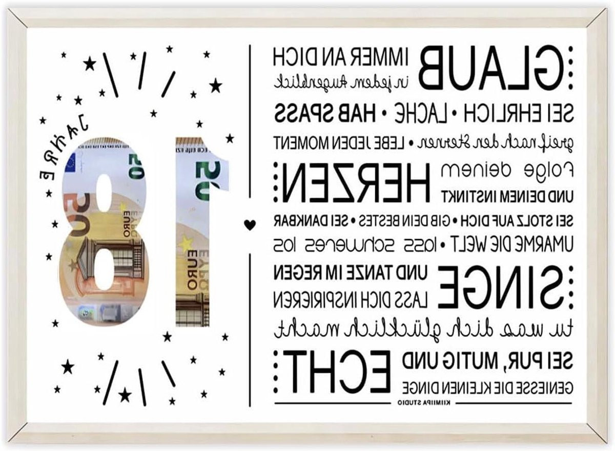 Wit Houten Geldcadeau Frame voor Verjaardag Decoratie - 18 x 23 cm