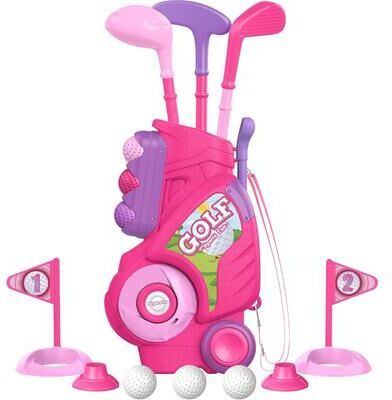 Perfect Picks Market Golf Cart For Kids, Toddler Golf Club Set, Christmas Gift For Boys & Girls pink Golf Set