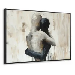 LEINWAND Bilder mit Rahmen - Abstrakt - Liebe - Schwarz und weiß - Modern - 140x90