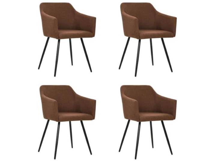 KTHLBRH 4er Set Esszimmerstühle Braun Stoff mit Metallgestell für Küche Stoffbezug, Metallgestell, 110 kg Belastbarkeit, gepolstert, ergonomisch geformt, für Küche und Esszimmer